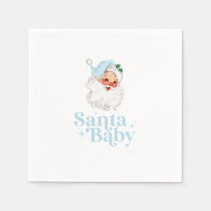 Guardanapo De Papel Retro Azul Santa Bebê chás de bebê de Natal