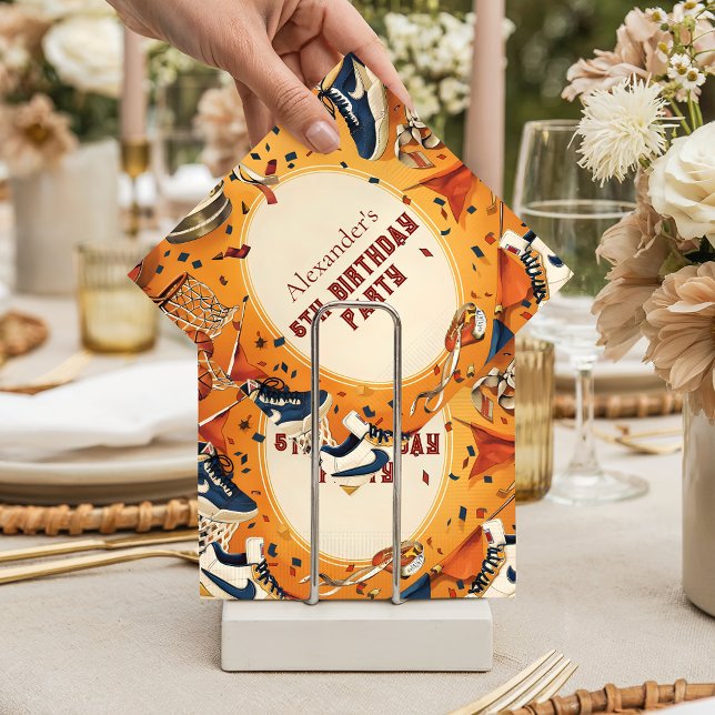 Guardanapo De Papel Retro Basketball Court Birthday (Criador carregado)