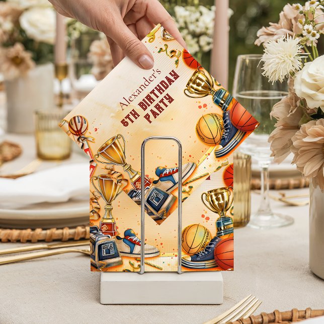 Guardanapo De Papel Retro Basketball Trophy Birthday (Criador carregado)