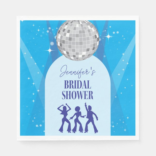 Guardanapo De Papel Retro Blue 70s Disco Dancing Queen Bridal Shower (Frente)