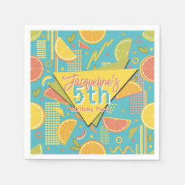 Guardanapo De Papel Retro Blue Summer Citrus Fruit Birthday