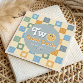 Guardanapo De Papel Retro Blue Two Cool Dude Boys 2nd Birthday