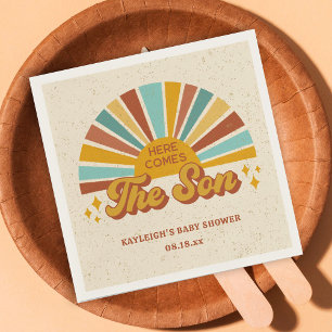 Guardanapo De Papel Retro Boho Vem o Chá de fraldas Filho