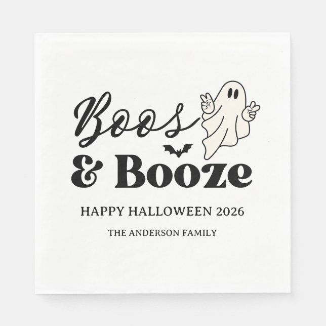 Guardanapo De Papel Retro Boos e Booze Spooktacular Halloween (Frente)