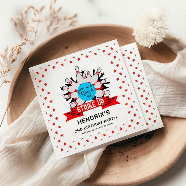 Guardanapo De Papel Retro Bowling Kids 1st Birthday Party (Retro Bowling Kids 1st Birthday Party Napkins)