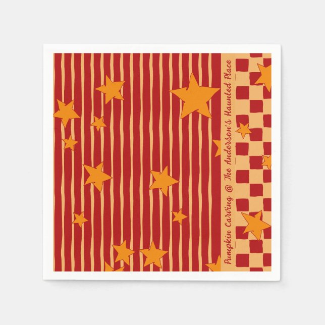 Guardanapo De Papel Retro Brick Red Starry Stripe Halloween Party (Frente)
