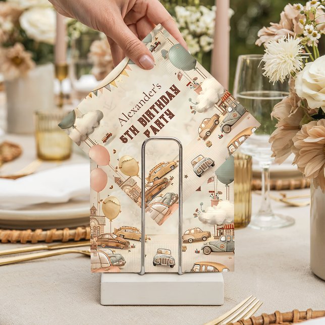 Guardanapo De Papel Retro Car Themed Kids Birthday (Criador carregado)