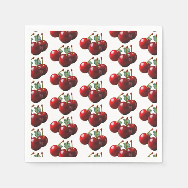 Guardanapo De Papel Retro Cherries fresh picked  (Frente)