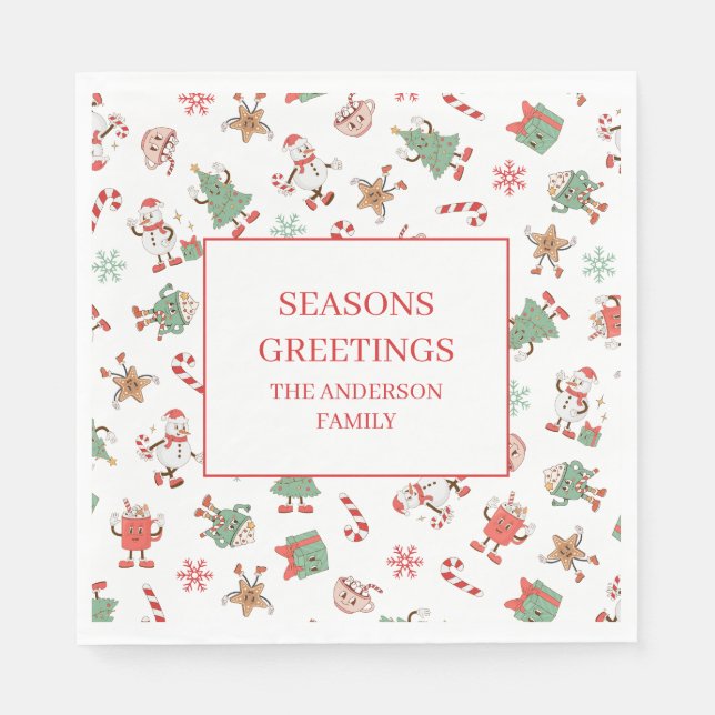 Guardanapo De Papel Retro Chilling Com Meu Natal De Snowmies (Frente)