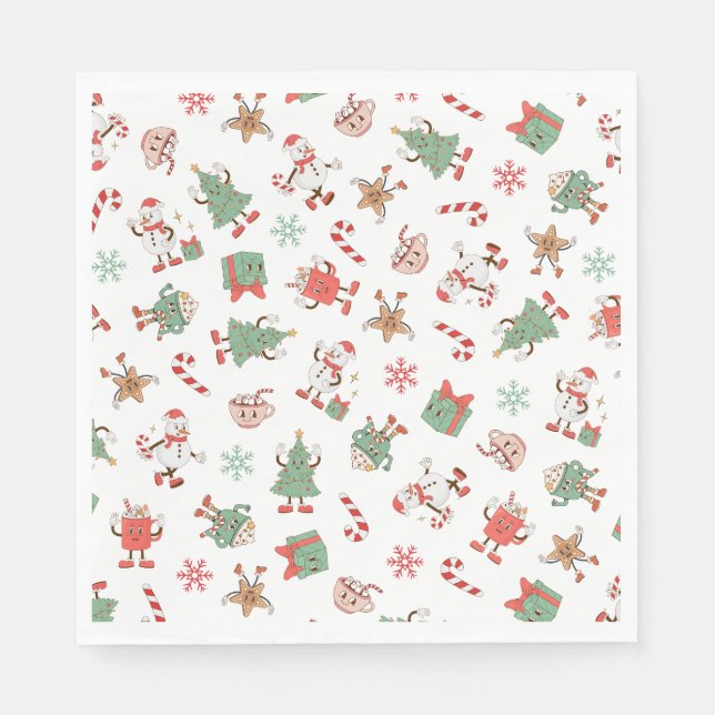 Guardanapo De Papel Retro Chilling Com Meu Natal De Snowmies (Frente)