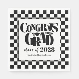 Guardanapo De Papel Retro Class of Congrats Graduation Black 