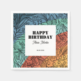 Guardanapo De Papel Retro Colorido Divertido Groovy Rainbow Floral Ani