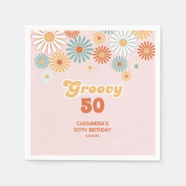 Guardanapo De Papel Retro Daisy Boho Groovy Floral Aniversário
