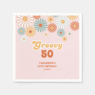 Guardanapo De Papel Retro Daisy Boho Groovy Floral Aniversário