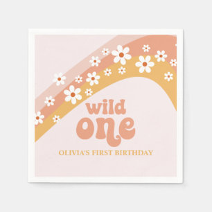 Guardanapo De Papel Retro Daisy Boho Wild One Rainbow Napkins