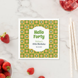 Guardanapo De Papel Retro Daisy Flower Verificado Olá Quarenta Anivers