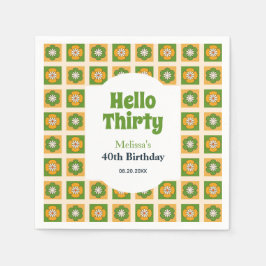 Guardanapo De Papel Retro Daisy Flower Verificado Olá Trinta Anos