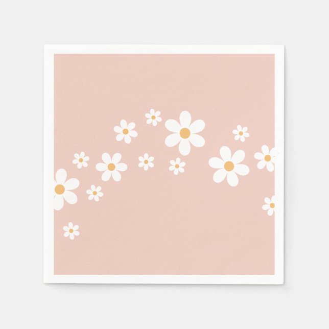 Guardanapo De Papel Retro Daisy Groovy Rosa floral (Frente)