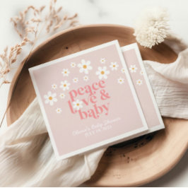 Guardanapo De Papel Retro Daisy Rosa Boho Paz Amor Chá de Bebê