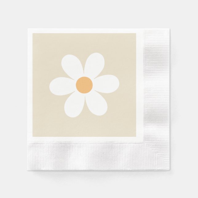 Guardanapo De Papel Retro daisy tan boho (Frente)
