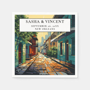 Guardanapo De Papel Retro de Casamento de Nova Orleans Louisiana
