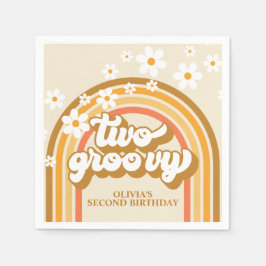 Guardanapo De Papel Retro Dois GroovY Arco-íris Marrom Laranja Anivers