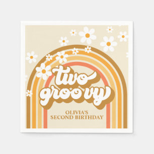 Guardanapo De Papel Retro Dois GroovY Rainbow Brown Orange Birthday