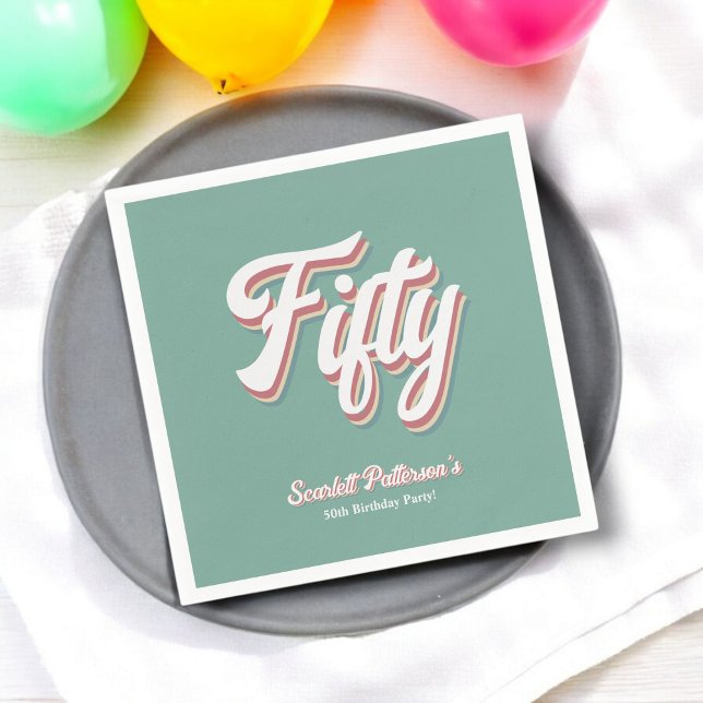 Guardanapo De Papel Retro Elegante 70s Groovy Único 50º aniversário (Criador carregado)