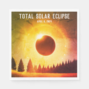 Guardanapo De Papel Retro Elipse solar Total 8 de abril de 2024 paisag