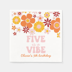 Guardanapo De Papel Retro Floral Cinco é um aniversário de 5 Vibe