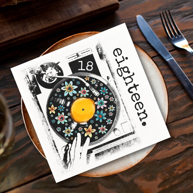 Guardanapo De Papel Retro Floral Turntable 18º 18º Aniversário (Criador carregado)