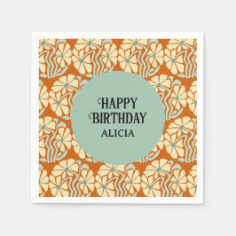 Guardanapo De Papel Retro Funky Groovy Boho Botânico Aniversário