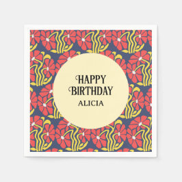 Guardanapo De Papel Retro Funky Groovy Trippy Daisy Floral Birthday