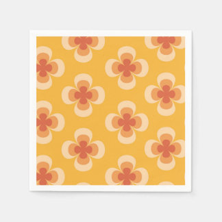 Guardanapo De Papel Retro Geo Anos 70 Groovy Flores em Âmbar
