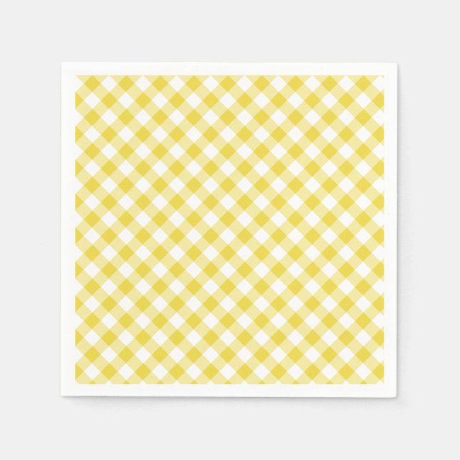Guardanapo De Papel Retro Gingham Golden Yellow (Frente)