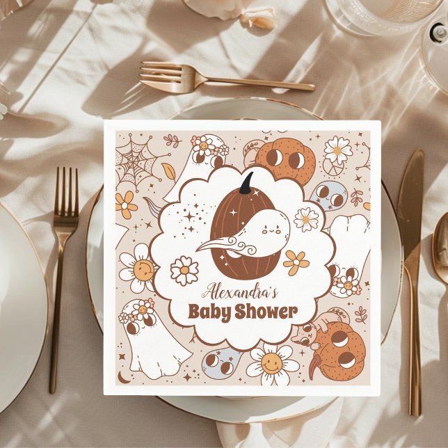 Guardanapo De Papel Retro Grooven Halloween Pequeno Chá de fraldas Boo (Criador carregado)