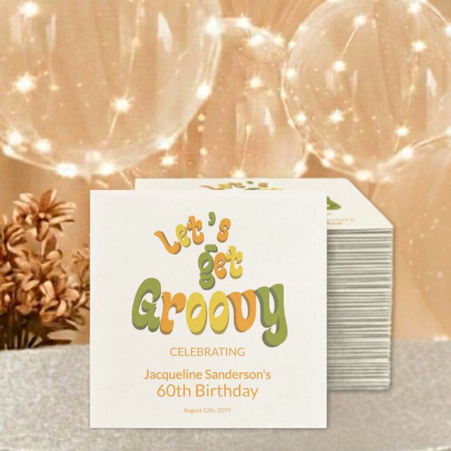 Guardanapo De Papel Retro Groovy 60th Birthday Party (Criador carregado)