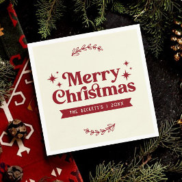 Guardanapo De Papel Retro Groovy Feliz Feriado de Natal