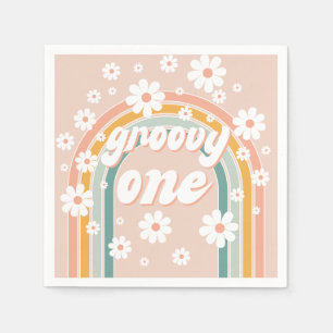Guardanapo De Papel Retro Groovy One Boho Primeiro Aniversário