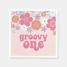 Retro Groovy Um Floral Rosa