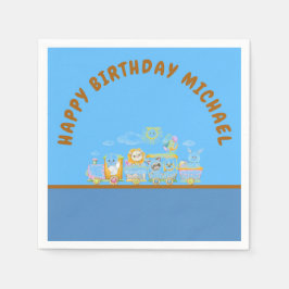 Guardanapo De Papel Retro Happy Birthday Animal Train Paper Plate