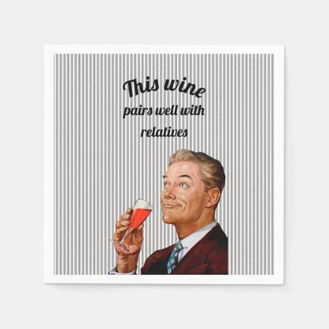 Guardanapo De Papel Retro Husband Engraçado Vinho Dizendo (Frente)