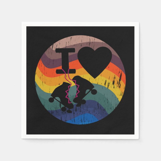 Guardanapo De Papel Retro I Love Roller Skating Distress Look (Frente)