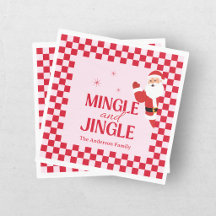 Retro Jingle And Mingle Christmas Checkerboard Red