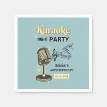 Retro Karaoke Noite Party Teal & Cream Birthday