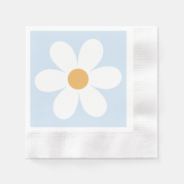 Guardanapo De Papel Retro margarida boho azul (Frente)