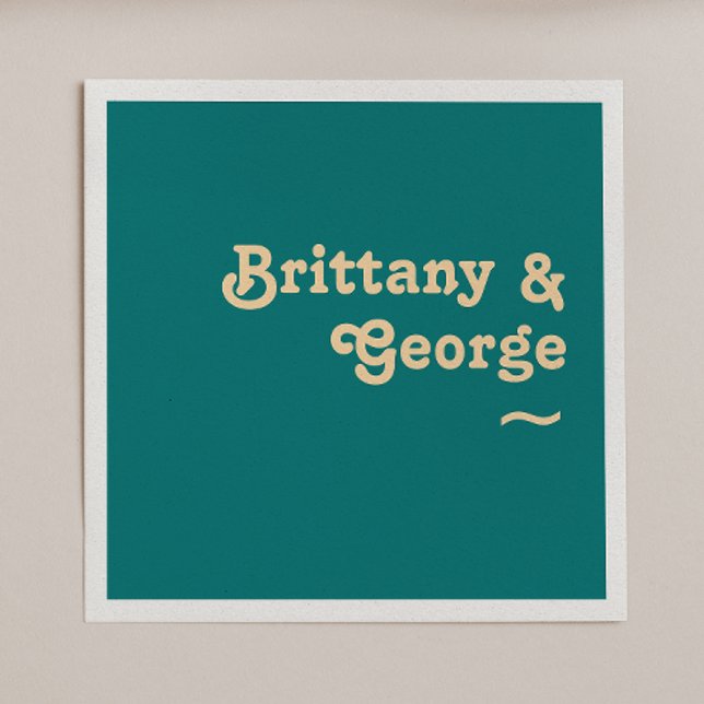 Guardanapo De Papel Retro Moderno | Teal Wedkins (Criador carregado)