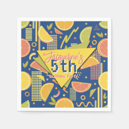 Guardanapo De Papel Retro Navy Blue Summer Citrus Fruit Birthday