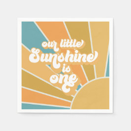 Guardanapo De Papel Retro Nosso Pequeno Menino Sol Primeiro Aniversári