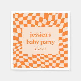 Guardanapo De Papel Retro Orange Abstract Checkerboard Baby Shower